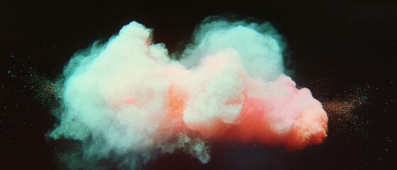 Aufkleber - Vibrant colored powder explosions create dynamic smoke clouds against a dark background