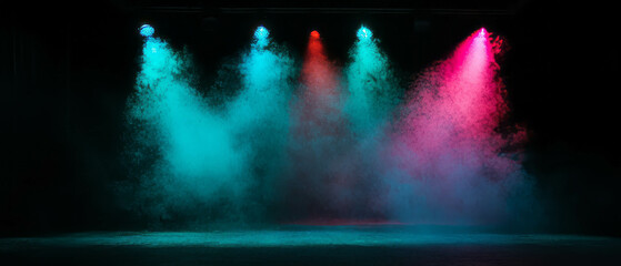 Poster - Colorful smoke and vibrant lighting create an immersive atmosphere on stage