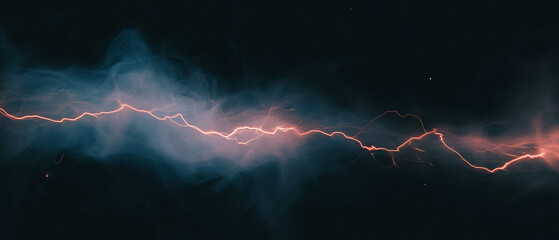 Poster - Dynamic smoke texture with lightning trails illuminating the dark background