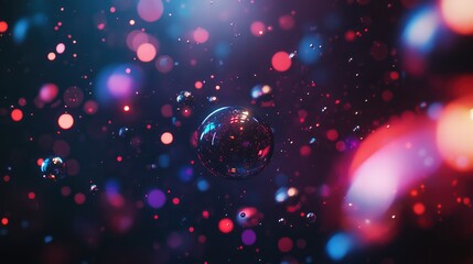 Poster - Ethereal Bubble in a Colorful Dreamlike Atmosphere with Bokeh Effects and Sparkling Lights Creating an Enchanting and Captivating Visual Experience.