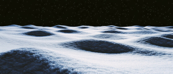 Aufkleber - Snow covered ground texture with footprints, revealing details against a black background