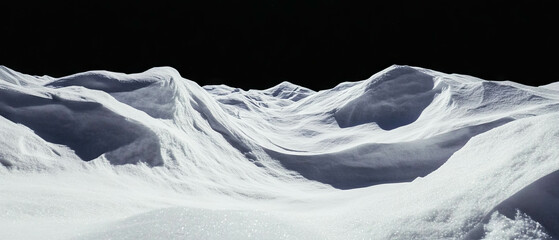 Aufkleber - Snow drifts creating a dramatic winter landscape against a dark background