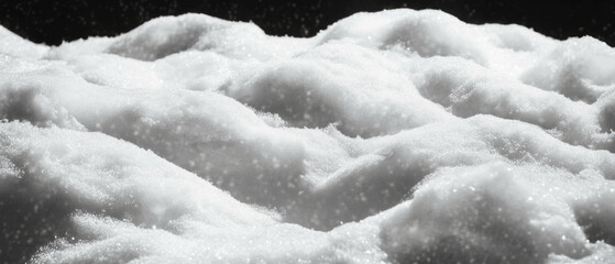 Poster - Fresh snowfall creates a pristine white blanket over a dark background for dramatic contrast