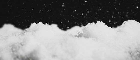 Aufkleber - Snow texture featuring icy crust and brittle frozen surface against a black backdrop