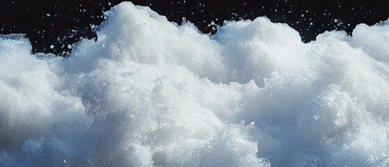 Poster - Intricate crystalline structures of snow captured in macro detail on a dark background