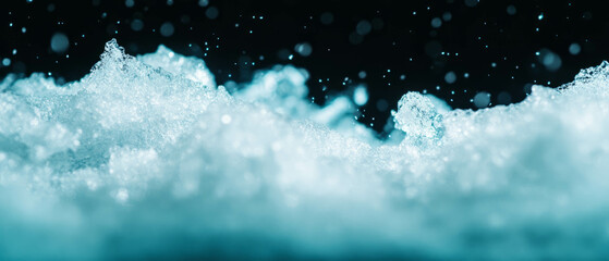 Poster - Snow overlay texture with a cold winter feel and blue tint against a dark background