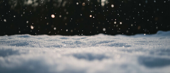 Poster - Overlay texture of snow creates a serene winter atmosphere against a dark background