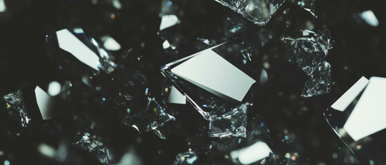 Poster - Soft diffused broken glass texture with clear areas against a dark background