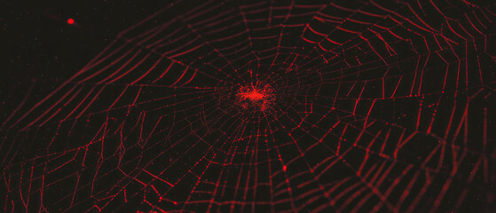 Poster - Detailed spider web texture with dust particles against a dark background