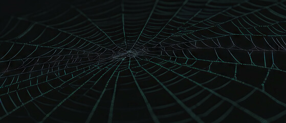 Poster - Detailed overlay texture of a spider web with dust particles against black background