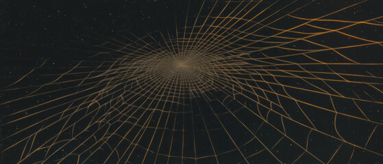 Poster - Intricate spider web texture with geometric patterns against a dark background