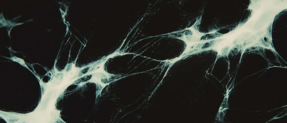 Poster - Intricate overlay of a spider web with organic patterns against a dark background