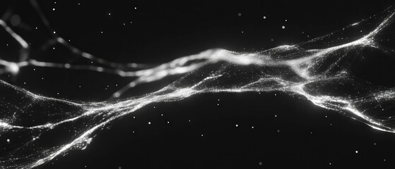 Poster - Translucent spider web texture with glowing threads against a dark background