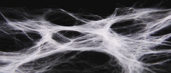 Poster - Intricate spider web texture with detailed threads on a black background