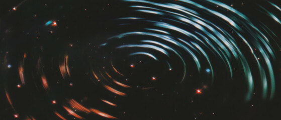 Poster - Spiral pattern of a spider web with vibrant colors on a dark background