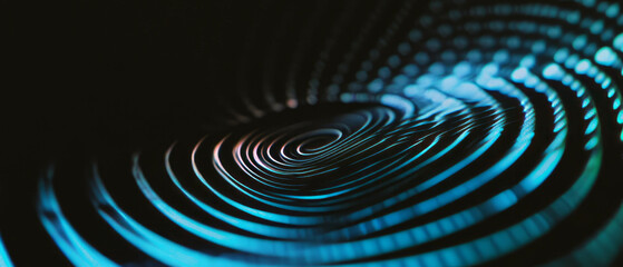 Aufkleber - Spiral pattern of spider web texture creating a captivating design on a black background