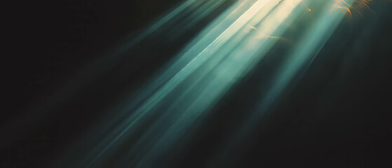 Poster - Bright rays of sunlight creating a warm atmosphere against a dark background