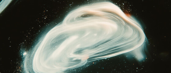 Poster - Swirling film grain texture with dynamic vortex effect on black background
