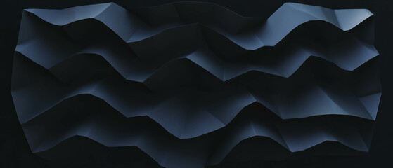 Poster - Three-dimensional paper folds showcasing depth with a central void against a dark backdrop