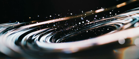 Poster - Three-dimensional sparks create a mesmerizing effect against a dark background with depth