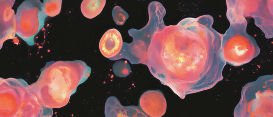 Poster - Exploration of tiny watercolor details with microscopic textures against a black background