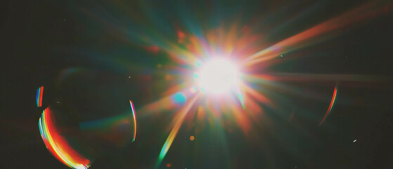 Aufkleber - Overlay texture with vintage lens flare effects and space for logo on black background