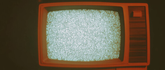 Poster - Vintage television screen texture with sepia tone and old photo effects in dark background