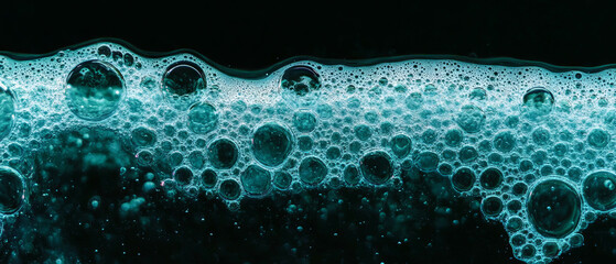 Poster - Dynamic water bubbles with rising air bubbles on a black background