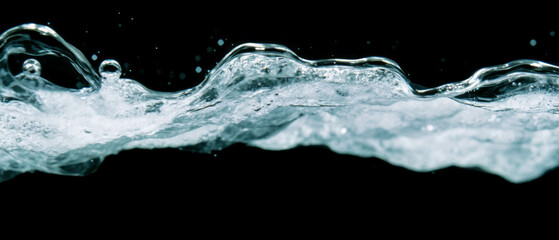 Poster - Overlay texture of water bubbles creating abstract shapes on a black background