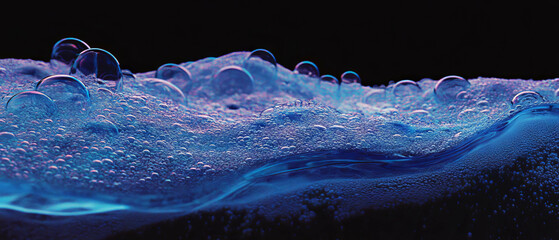 Poster - Bubbles create abstract art in a dark background with a mesmerizing texture