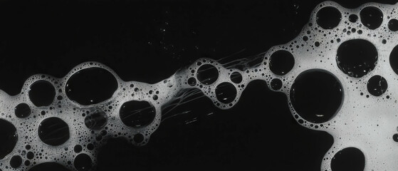 Poster - Water bubbles overlay creating circular patterns against a black background