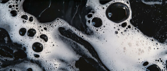 Poster - Stunning overlay texture of water bubbles with soapy foam on a black background