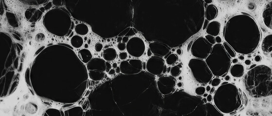 Poster - Water bubbles forming geometric patterns against a dark background creating a mesmerizing texture