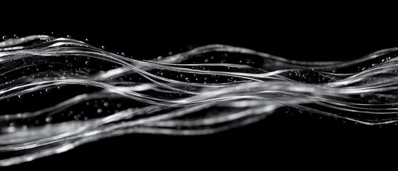 Poster - Bubbles form structured lines in water texture over a dark background for dynamic visual appeal
