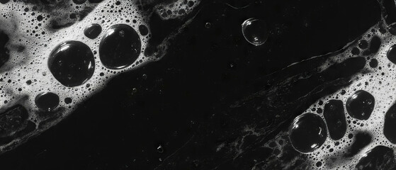 Poster - Water bubbles overlay texture with three-dimensional appearance on black background