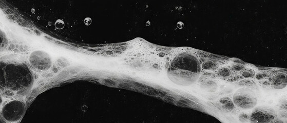 Aufkleber - Bubbles floating in a viscous liquid against a black background showcasing thick texture