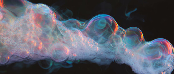 Poster - Water bubbles arranged in patterns against a black background displaying vibrant colors