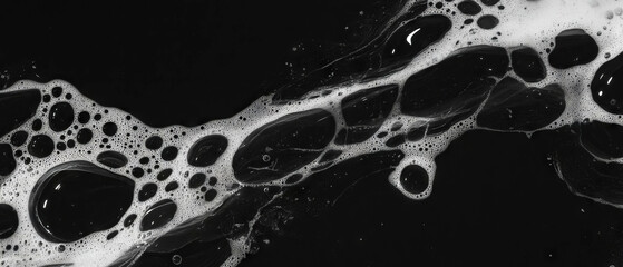 Poster - Textures of bubbles forming patterns against a dark background in an organized display