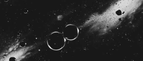 Poster - Textured overlay of water bubbles against a dark background with gentle contrasts and effects
