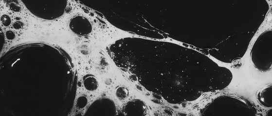 Poster - Water bubbles texture with large bubbles and sparkling effects on a black background