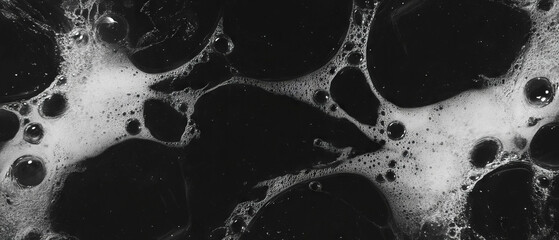 Poster - Water bubbles with large bubbles and sparkling effects on a dark background