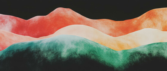 Poster - Vibrant wavy watercolor lines on a black background with space for personalized messaging