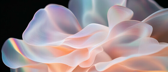 Poster - Overlay texture of wavy petal edges with flowing organic lines against a black background