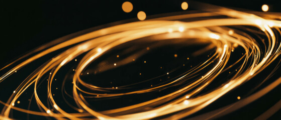 Poster - Whirling gold confetti creates a dynamic swirling effect against a black background