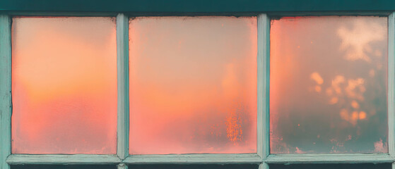 Poster - Window light at sunset creating warm orange hues against a black background atmosphere