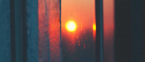 Poster - Sunset window light casting warm orange hues with evening atmosphere