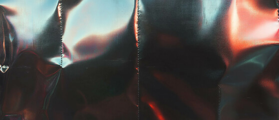 Poster - Reflections of light and color on a metallic surface with window textures
