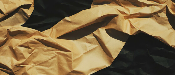 Poster - Wrinkled paper texture with aged effect on a black background showcasing versatile design potential