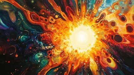 Poster - A radiant explosion of colorful rays emanating from the center, forming a dynamic and energetic background