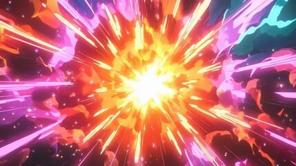 Poster - Vibrant Explosion Background with Colorful Rays and Dynamic Energy Effects for Artistic and Creative Projects in Digital Media and Design